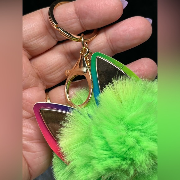 2/20 Y2K neon Fun fur keychain cat -pet lover - Picture 2 of 9